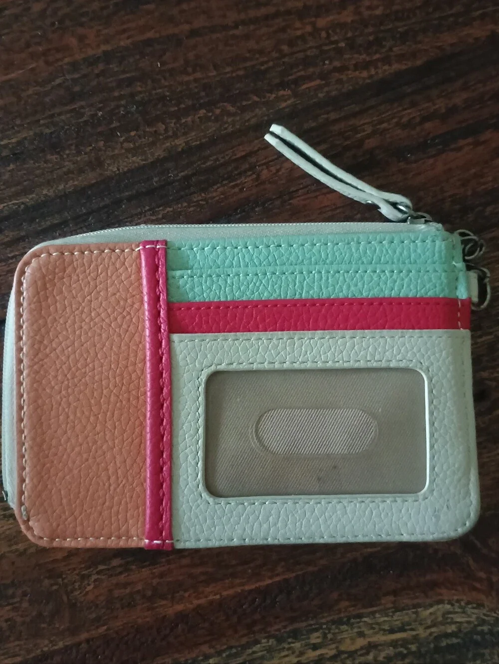 The Sak Colorblock Card Wallet - Mint, Hot Pink, Peach, White